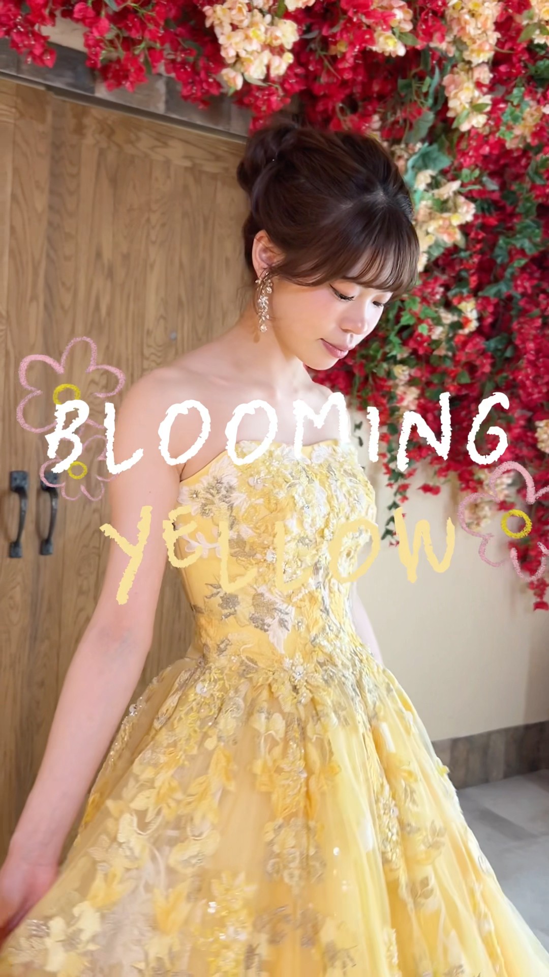 👗✨】フラワーモチーフが可愛い‼︎イエロードレスはいかがですか