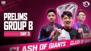 [ID] PUBG MOBILE RUTHLESS CLASH OF GIANTS SEASON 4| PRELIMS GROUP B| DAY 3 FT. #HORAA #AE #I8 #BOOM