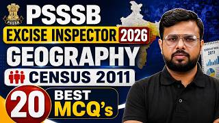 PSSSB Excise Inspector Geography Class | Census Important Questions | Gk Gs By Raj sir