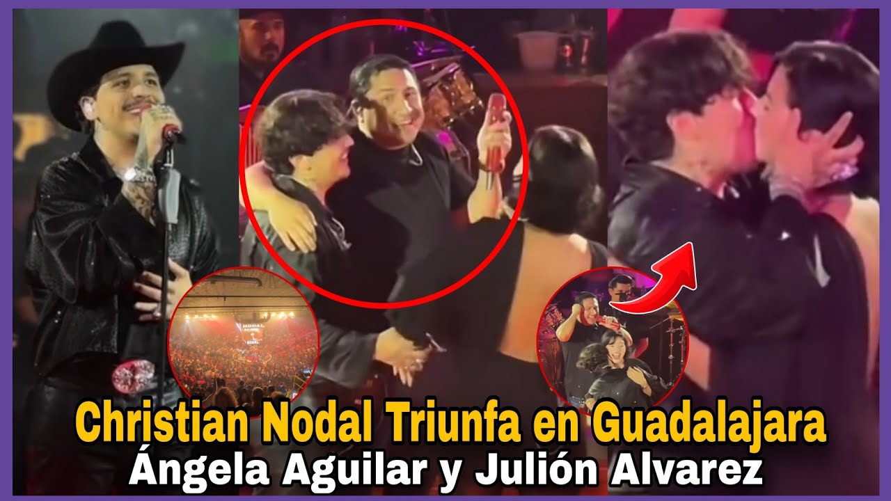 Christian Nodal y Angela Aguilar se Besan durante presentación con Julión Alvarez en Guadalajara