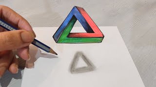 easy 3D drawing of Pentrose triangle| how to draw pentrose triangle