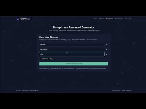 FortiPhrase - Password Strength Analyzer & AI Passphrase Generator | HashHackers