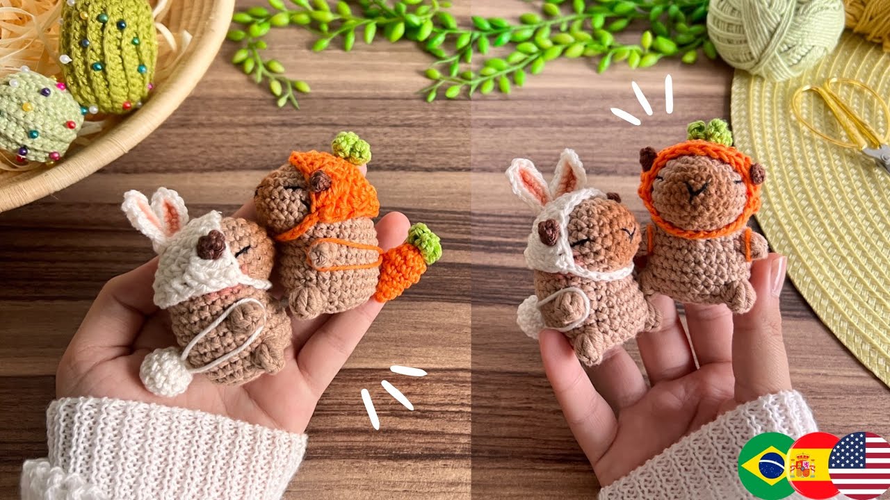 Capibara crochet con Disfraz para Pascua🐇/ Crochet Tutorial🥕 | Conejito y Zanahoria😍