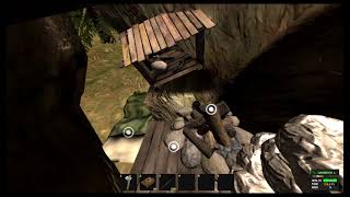 rust legacy; bag, box, fire, furnace, & workbench, prim locked tier 0 stealth micro base among rocks