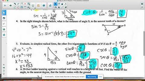 Algebra 2 Unit 11 Lesson 1 HW Answers