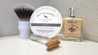 West Of Olympia Grayscale, Dark Sanctum / AP Shave Co Brush, & Schick Type F Injector Razor