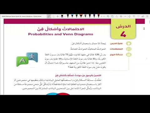 الصف التاسع الوحدة الدرس الرابع الاحتمالات وأشكال فن
