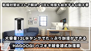 1日に何度も給水する心配不要！大容量12L水タンクで連続運転ができるHAGOOGI超音波加湿器＃加湿器＃乾燥対策