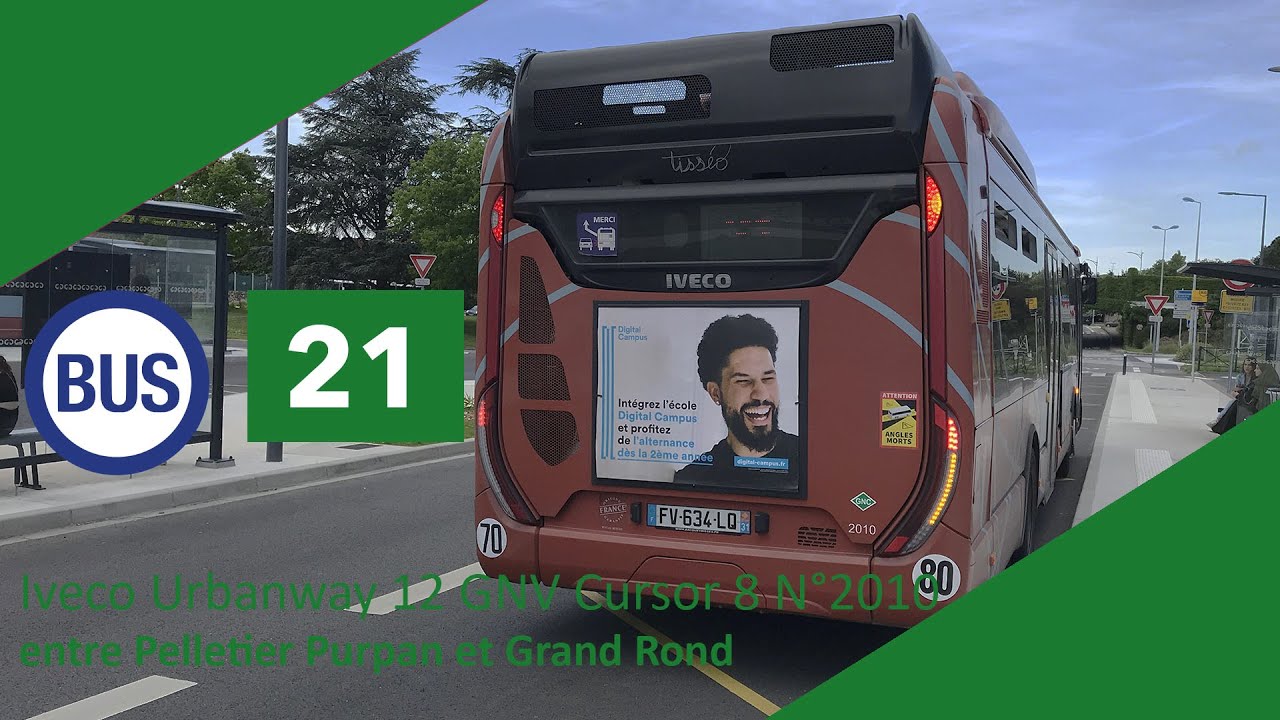 Tisséo - Ligne 21 Iveco Urbanway 12 GNV N°2010 entre Colomiers Gare SNCF et Basso C. (Ft. RAMESXXL)
