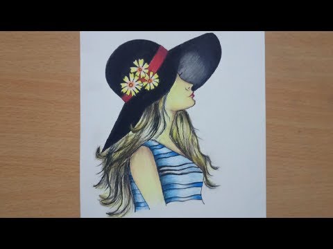 How To Draw A Girl With Hat By Pencil Sketch Youtube