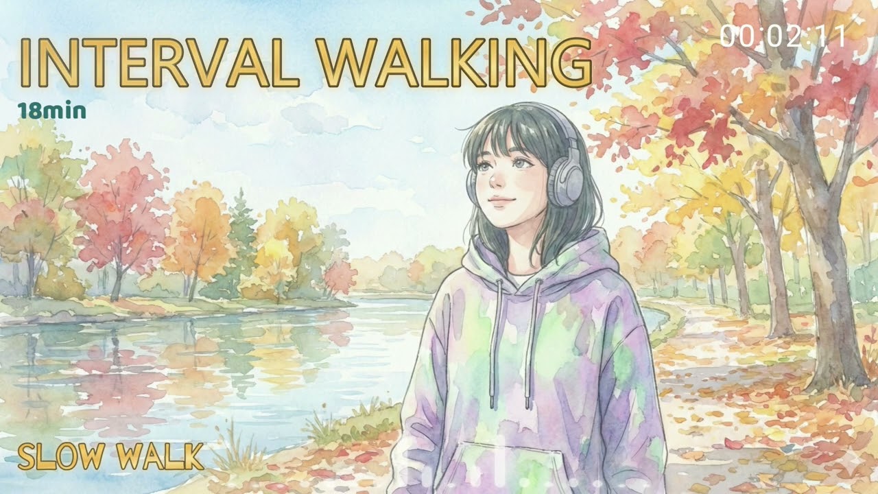 【洋楽 インターバルウォーキング用 18分 ガイド付き】ゆっくり＋速歩の交互で代謝UP！毎日続ける健康習慣 🚶‍♀️👣｜interval walking, morning walk, walking