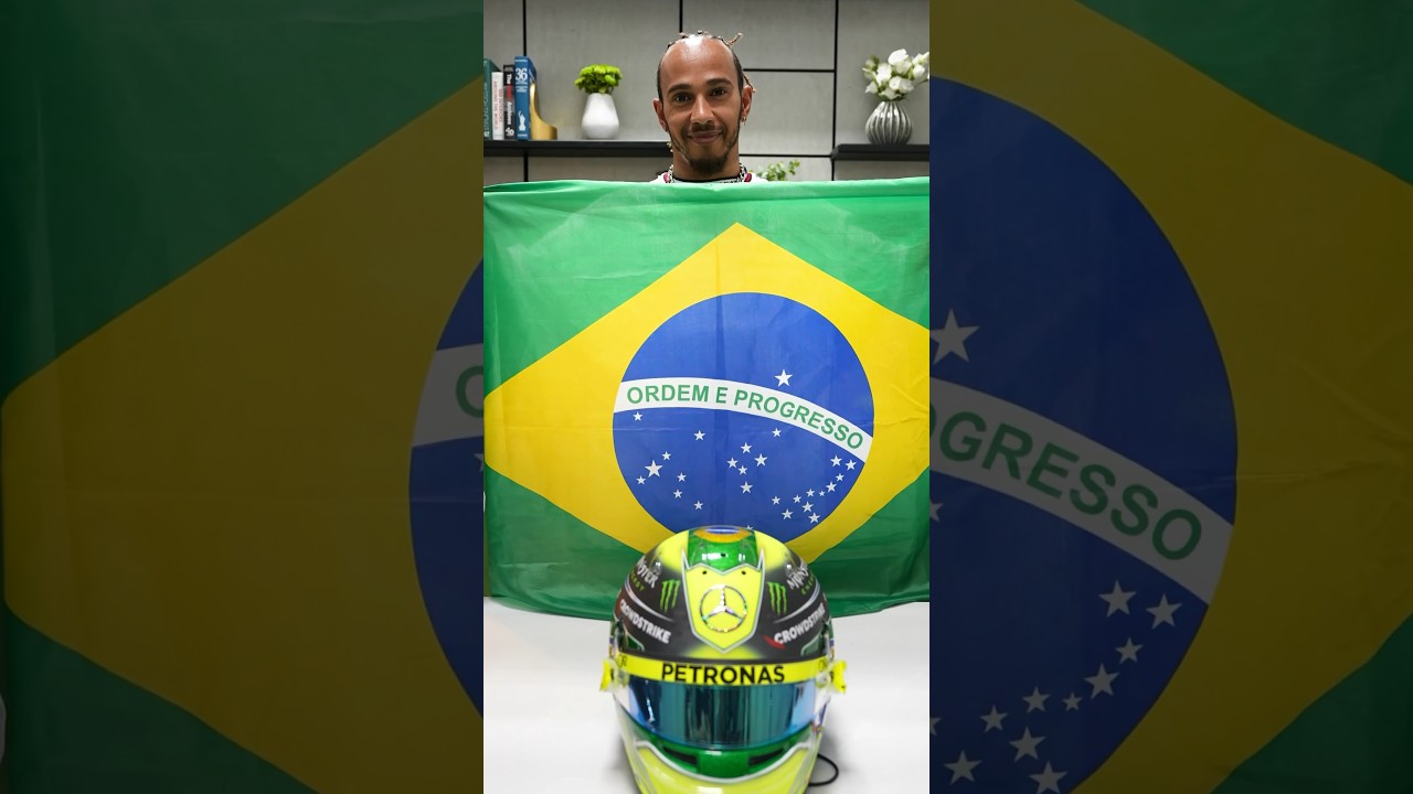 Lewis Hamilton reveals his helmet for the São Paulo GP 💚💛