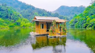 I built a water bamboo house for 60 days ⛺ Magic house【Water Dweller】