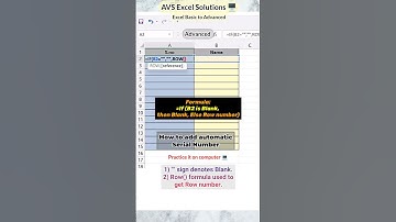 How to add an automatic Serial number in Excel through IF formula || #avs #excel #exceltutorial