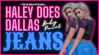 Walking in Body Paint Jeans True Reactions: Haley Does Dallas Body Paint  Art Jeans
