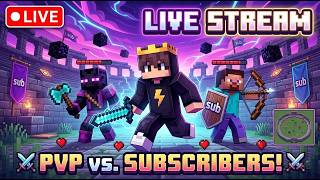 MINECRAFT LIVE STREAM PUBLIC SREVER WITH SUBSCRIBER KE SATH PVP AND FUN