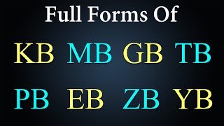 Full Forms Of KB, MB, GB, TB, PB, EB, ZB, YB