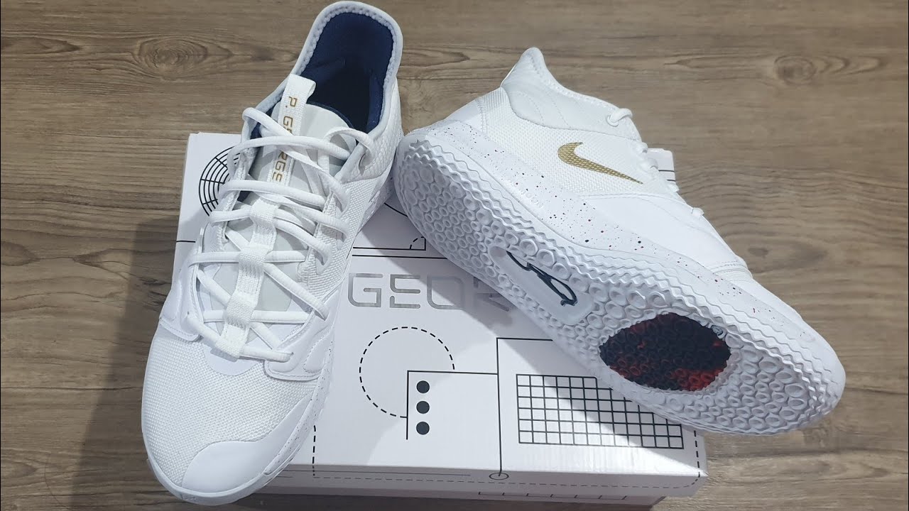 nike pg 3 white and gold