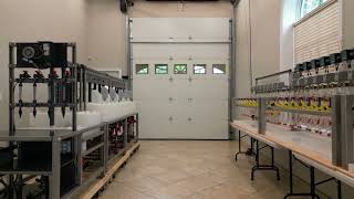 Solvent extraction pilot plants at SX Kinetics' workshop.