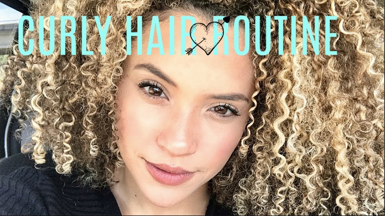 Curly Hair Routine | Bleach Blonde Hair!!