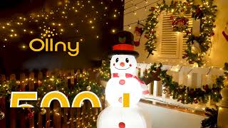 Ollny 500 LED 164ft Warm White Christmas Lights (Green Cable, Plug in, 8 Modes, IP44 Waterproof)