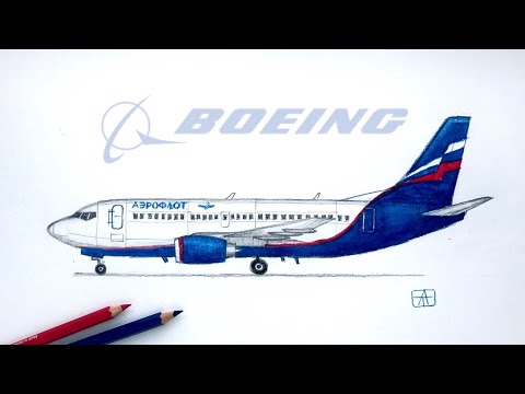 Как нарисовать самолёт Боинг 737  поэтапно | Видео урок