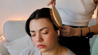 ASMR | Head Massage, Scratches, Hair Parting, Brushing, Adding Clips (No Talking, Real Person ASMR)