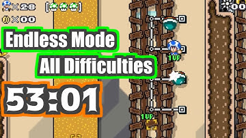 [Speedrun WR] Super Mario Maker 2 - Endless Mode - All Difficulties - 53:01