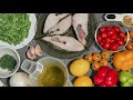 Палтус запеченный с овощами по средиземноморски - Легкий ужин за 30 минут