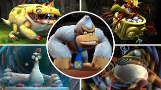 Donkey Kong Country Returns 4K - All Bosses with Super Kong