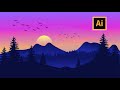 Beautiful Landscape Background Design | Adobe Illustrator Tutorial