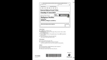 PEARSON EDEXCEL A LEVEL RELIGIOUS STUDIES PAPER 2 QUESTION PAPER 2025 (9RS0/02: Religion and Ethics)