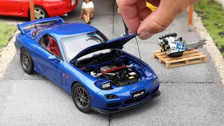 1:18 Mazda RX7 Spirit R (FD3S), Innocent blue mica  Polar Master [Unboxing]