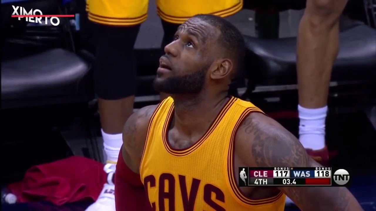 Lebron James misses wide open layup for the win but then makes fadeaway 3 pointer to tie