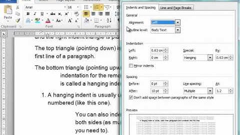 Word Paragraph indenting using dialog box