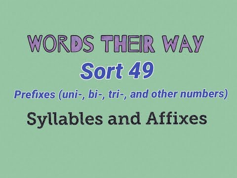 Sort 49 - Prefixes uni-, bi-, tri-, and other numbers (Words Their Way - Syllables and Affixes)