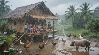 COOL RURAL LIFE WITH RAIN STORM AMBIENCE - RAIN WALK FOR RELAXATION