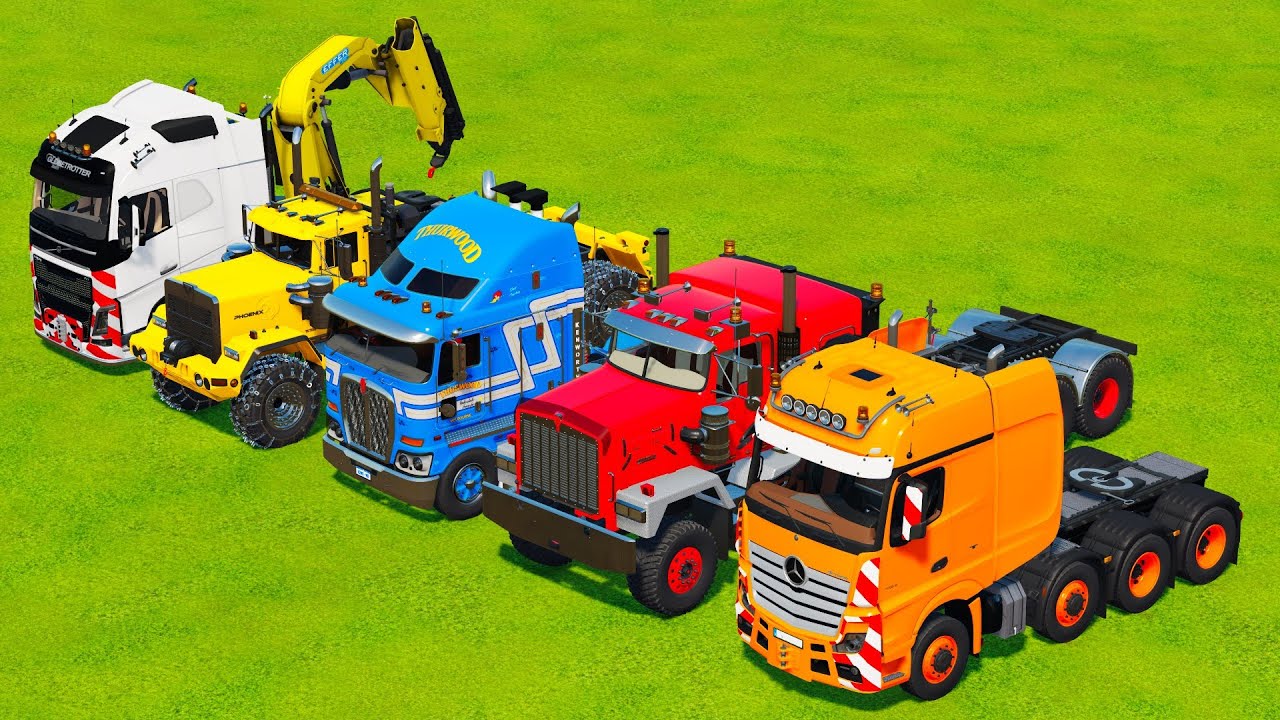 TRANSPORTING ALL BIG HEAVY TRUCKS TO THE PORT! TEST DRIVE Farming Simulator 22
