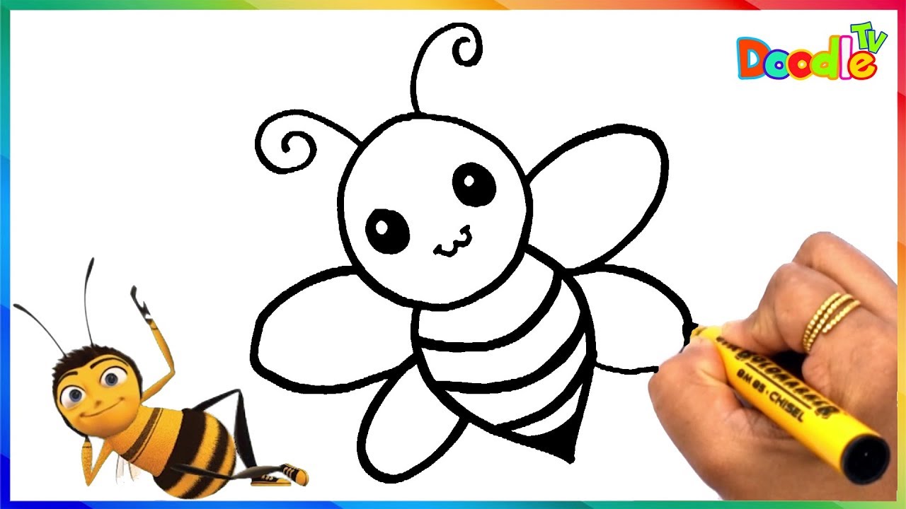 How to Draw a Bee - Cute - Step by Step Tutorial - Easy Peasy and Fun