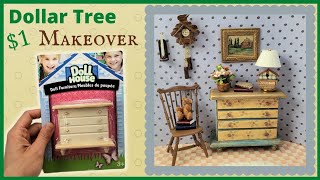 EASY Dollar Tree dollhouse furniture Makeover | DIY Floral Dresser screenshot 2