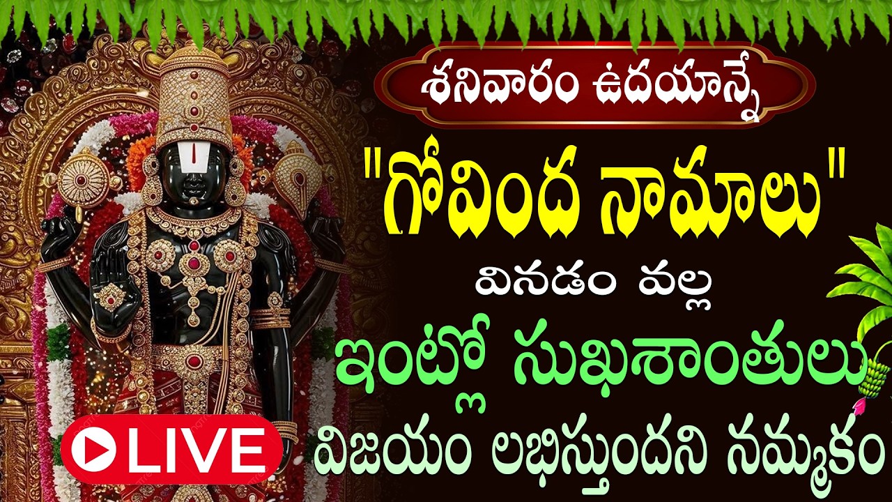 LIVE  :  శనివారం ఉదయాన్నే   గోవింద నామాలు ఒక్కసారి వింటే చాలు రాత్రి లోపు శుభవార్త వింటారు