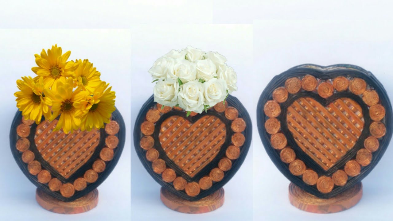 Newspaper flower vase | flower vase making | newspaper craft | HMA#
