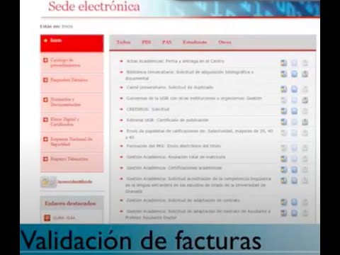 Facturación Electrónica en la Universidad de Granada: validación de facturas.