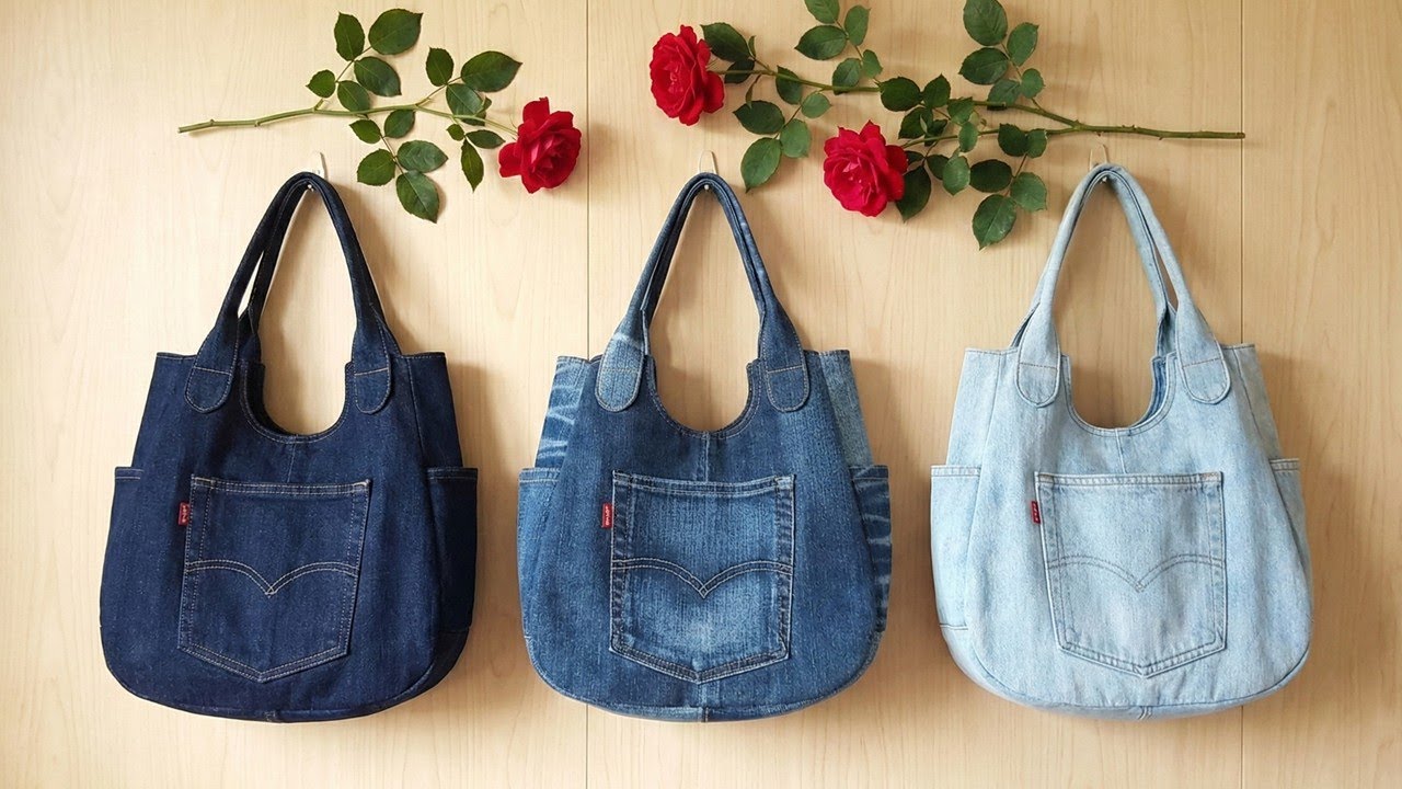 DIY"믿을 수 없어" 낡은 청바지로 이렇게 "아름다운 토트백" 을 만들 수 있다니!/side pocket tote bag/old jeans