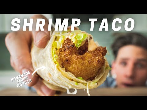 FRIED SHRIMP TACOS with Homemade Flour Tortillas Tastes Like Vacation