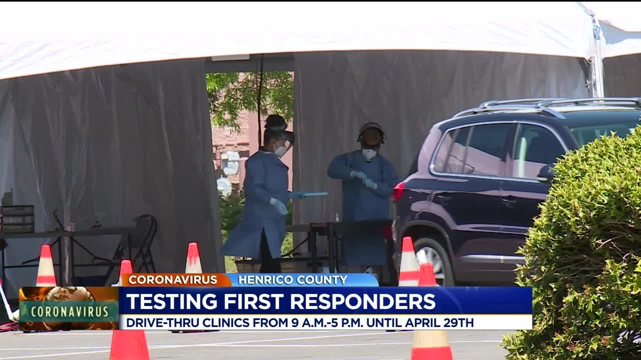 Henrico offers drive-thru COVID-19 testing for first responders - YouTube