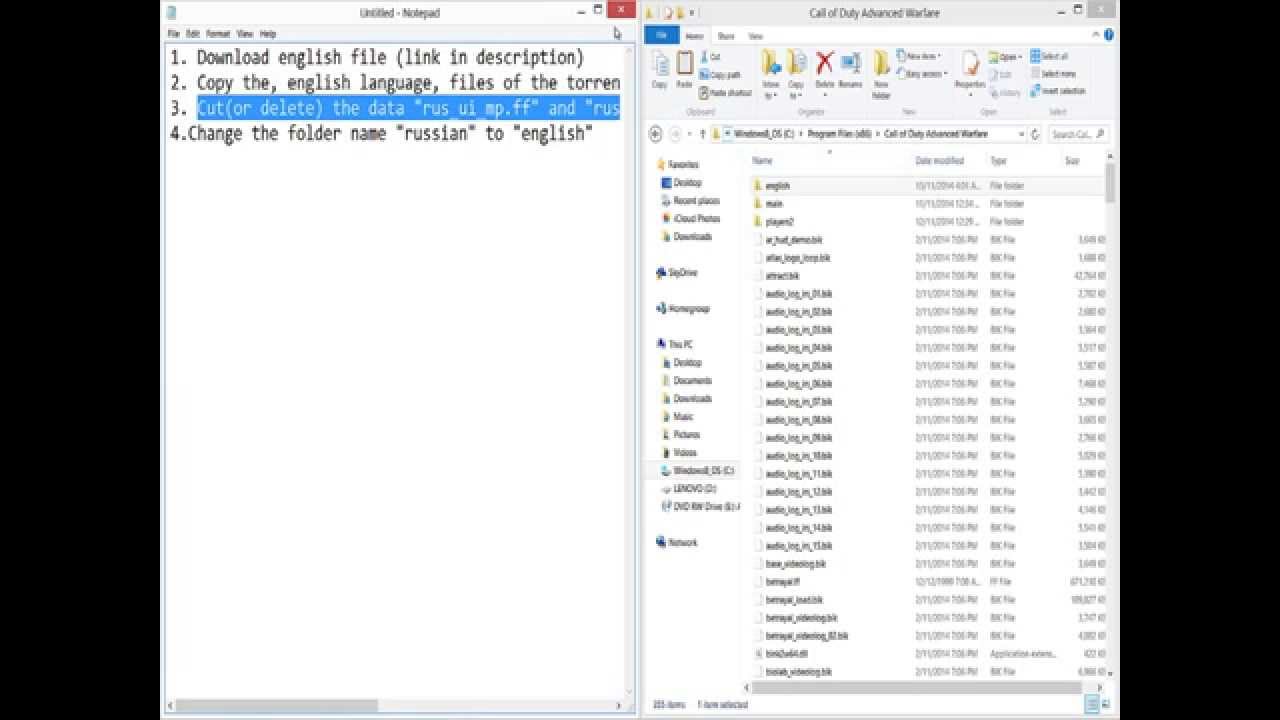 Call Of Duty Advanced Warfare - How To Change Russian To English Language  without any download 