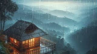 Heavy rain accompanied  Lullaby Piano music, the sound of relaxing relief for sleeping