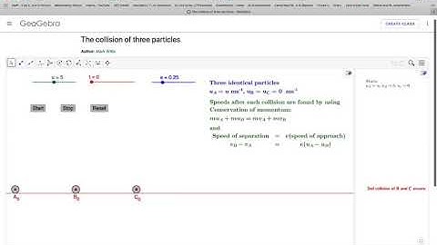 The collision of three particles using GeoGebra