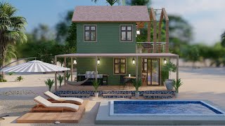 Small House Design ( 3x7 meters ) with 2nd Floor & pool - Free Floor Plan